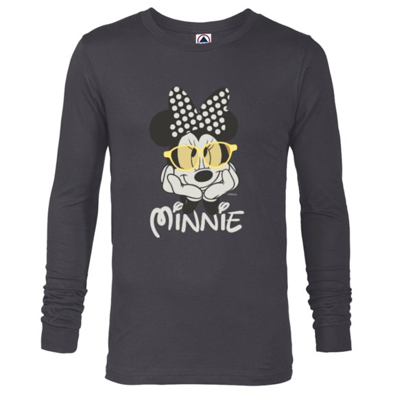 Disney Minnie Mouse in Black & White Polka Dot Day Vintage - Long Sleeve T-Shirt for Men - Customized-Charcoal Heather
