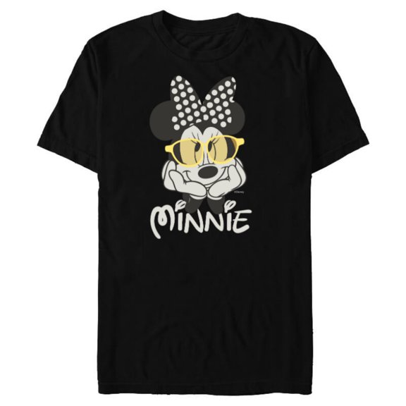 Disney Minnie Mouse in Black & White Polka Dot Day Vintage - Short Sleeve Blended T-Shirt for Adults - Customized-Black