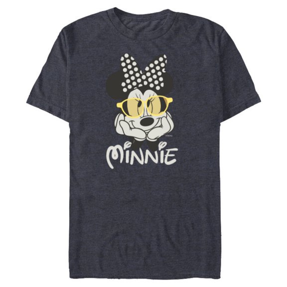 Disney Minnie Mouse in Black & White Polka Dot Day Vintage - Short Sleeve Blended T-Shirt for Adults - Customized-Navy Heather