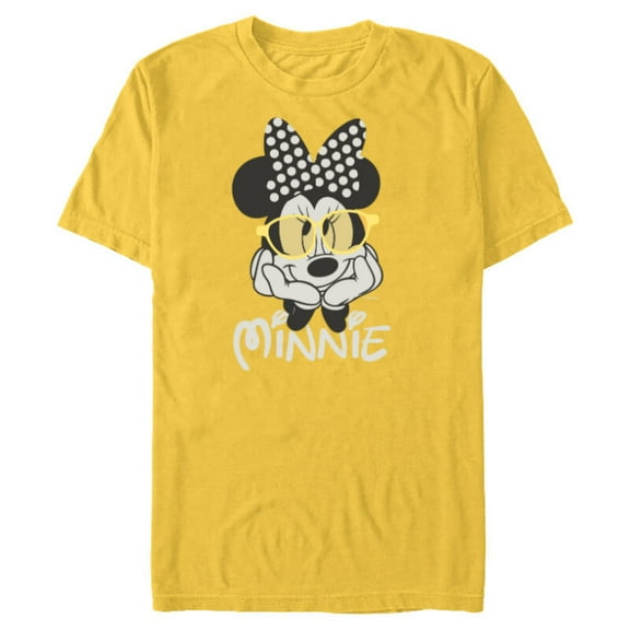 Disney Minnie Mouse in Black & White Polka Dot Day Vintage - Short Sleeve Blended T-Shirt for Adults - Customized-Yellow