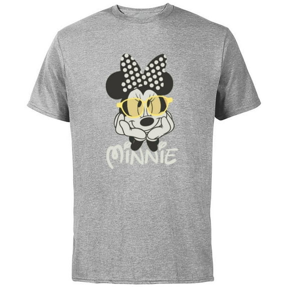 Disney Minnie Mouse in Black & White Polka Dot Day Vintage - Short Sleeve Cotton T-Shirt for Adults - Customized-Athletic Heather