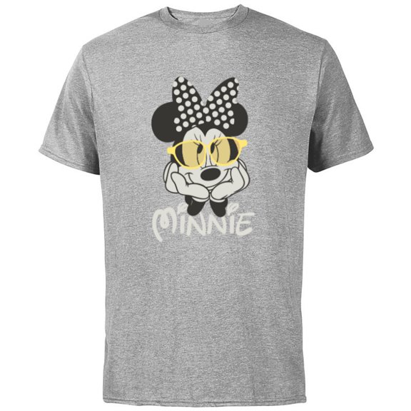 Disney Minnie Mouse in Black & White Polka Dot Day Vintage - Short Sleeve Cotton T-Shirt for Adults - Customized-Athletic Heather