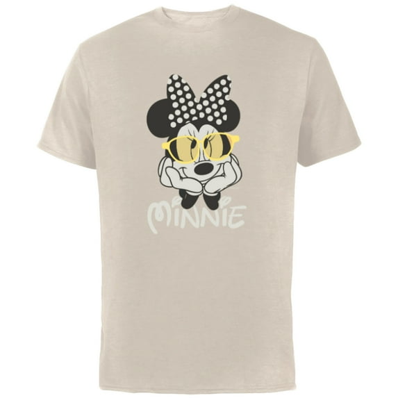 Disney Minnie Mouse in Black & White Polka Dot Day Vintage - Short Sleeve Cotton T-Shirt for Adults - Customized-Natural