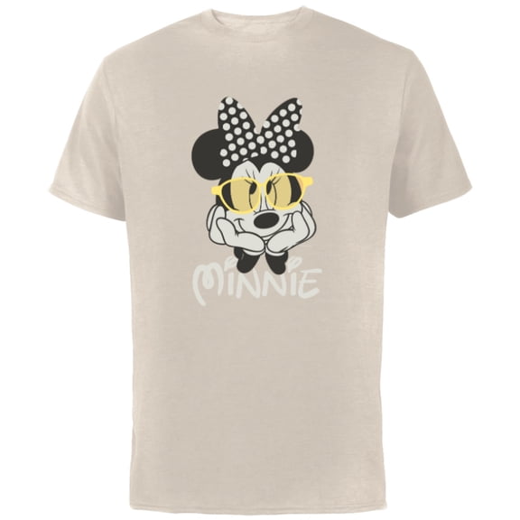 Disney Minnie Mouse in Black & White Polka Dot Day Vintage - Short Sleeve Cotton T-Shirt for Adults - Customized-Natural