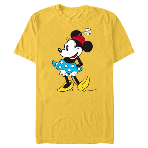 Disney Minnie Mouse in Pillbox Flower Hat - Short Sleeve Blended T-Shirt for Adults - Customized-Yellow