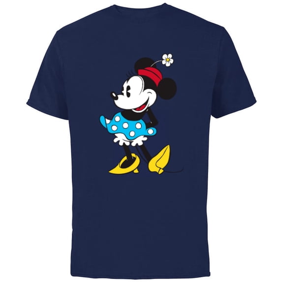 Disney Minnie Mouse in Pillbox Flower Hat - Short Sleeve Cotton T-Shirt for Adults - Customized-Navy