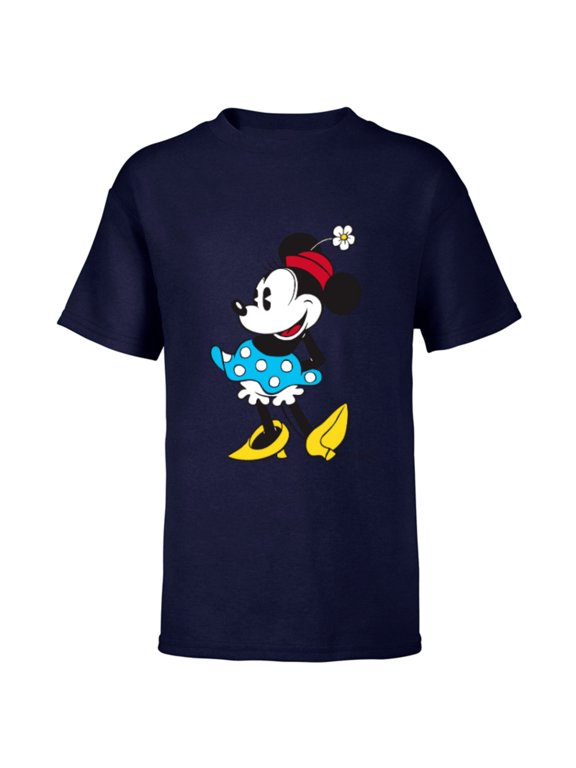 Minnie Mouse in Pillbox Flower Hat - Short Sleeve T-Shirt for Kids - Customized-Navy