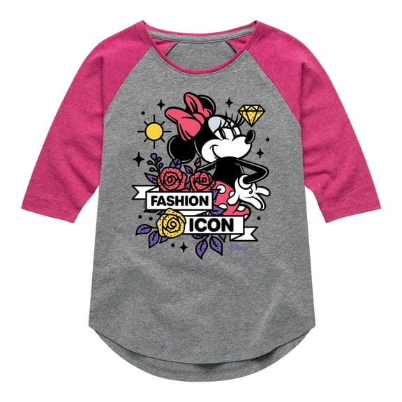 Disney - Minnie Mouse is a Fashion Icon - Toddler & Youth Girls Raglan Graphic T-Shirt