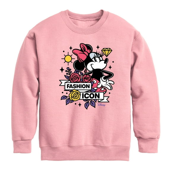 Disney - Minnie Mouse is a Fashion Icon - Youth Crewneck Fleece Sweatshirt