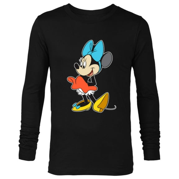 Disney Minnie Mouse with Blue Bow - Long Sleeve T-Shirt for Men - Customized-Black
