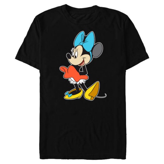 Disney Minnie Mouse with Blue Bow - Short Sleeve Blended T-Shirt for Adults - Customized-Black