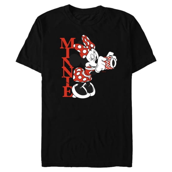 Disney Minnie Mouse with Camera Polka Dot Day Vintage - Short Sleeve Blended T-Shirt for Adults - Customized-Black