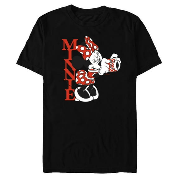 Disney Minnie Mouse with Camera Polka Dot Day Vintage - Short Sleeve Blended T-Shirt for Adults - Customized-Black