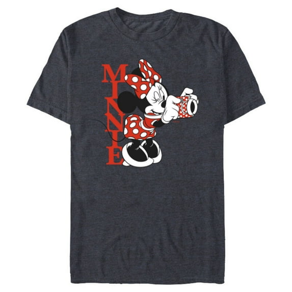 Disney Minnie Mouse with Camera Polka Dot Day Vintage - Short Sleeve Blended T-Shirt for Adults - Customized-Navy Heather