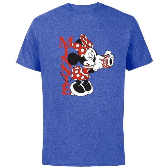Disney Minnie Mouse with Camera Polka Dot Day Vintage - Short Sleeve Cotton T-Shirt for Adults - Customized-Royal Heather