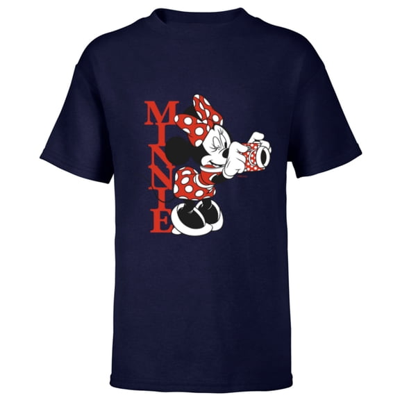 Disney Minnie Mouse with Camera Polka Dot Day Vintage - Short Sleeve T-Shirt for Kids - Customized-Navy