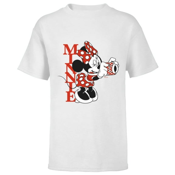 Disney Minnie Mouse with Camera Polka Dot Day Vintage - Short Sleeve T-Shirt for Kids - Customized-White