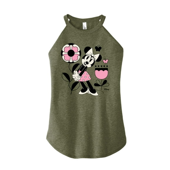 Disney - Minnie Mouse with Flowers & Butterflies - Juniors High Neck Tank Top