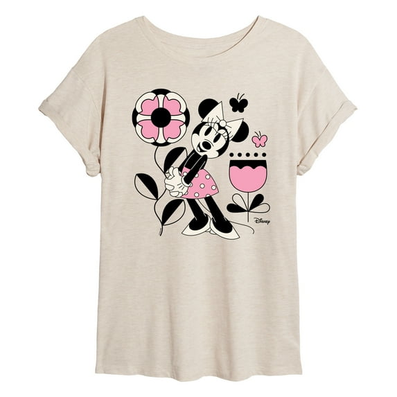 Disney - Minnie Mouse with Flowers & Butterflies - Women's Oversized T-Shirt