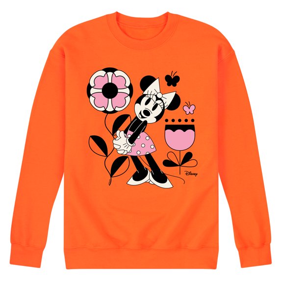 Disney - Minnie Mouse with Flowers & Butterflies - Men's Crew Neck Fleece Pullover