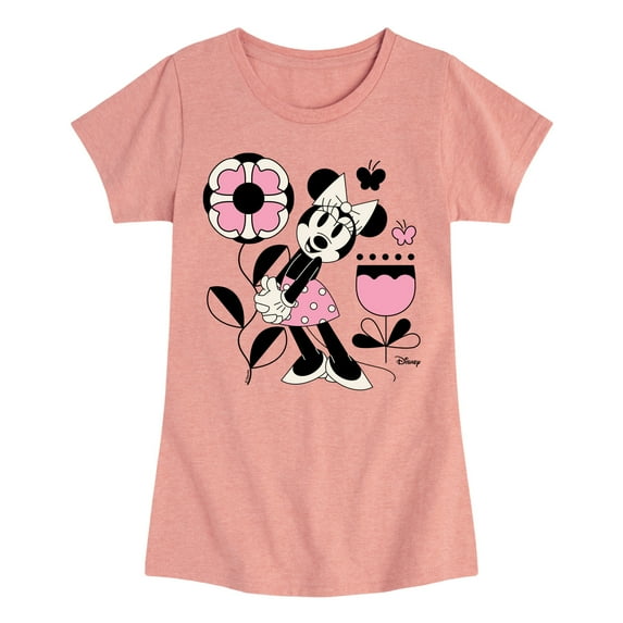 Disney - Minnie Mouse with Flowers & Butterflies - Toddler & Youth Girls Short Sleeve Graphic T-Shirt