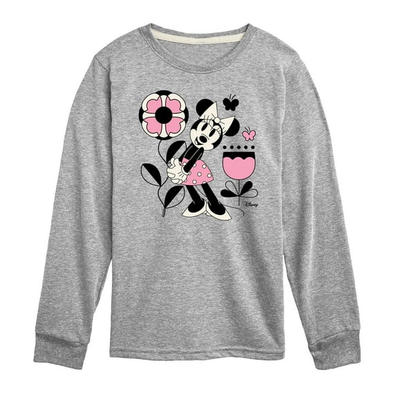 Disney - Minnie Mouse with Flowers & Butterflies - Youth Long Sleeve Graphic T-Shirt