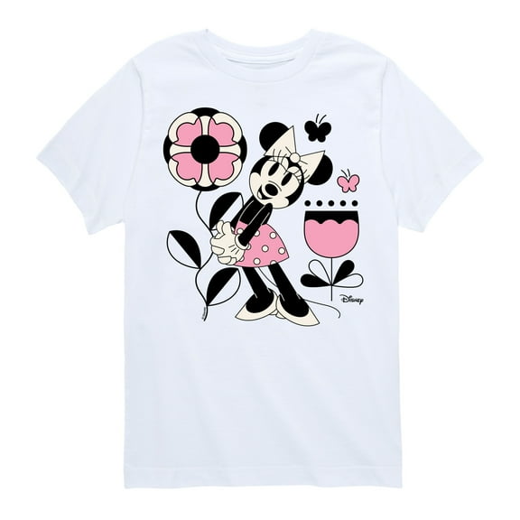 Disney - Minnie Mouse with Flowers & Butterflies - Youth Short Sleeve Graphic T-Shirt