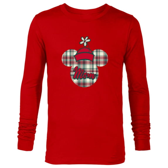 Disney Minnie Mouse with Hat Christmas Holiday Plaid for Mom - Long Sleeve T-Shirt for Men - Customized-New Red
