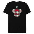 thumbnail image 1 of Disney Minnie Mouse with Hat Christmas Holiday Plaid for Mom - Short Sleeve Blended T-Shirt for Adults - Customized-Black, 1 of 5