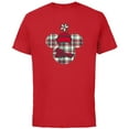 thumbnail image 1 of Disney Minnie Mouse with Hat Christmas Holiday Plaid for Mom - Short Sleeve Cotton T-Shirt for Adults - Customized-Red, 1 of 5