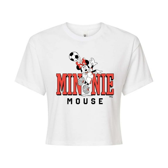 Disney - Minnie Name Soccer - Juniors Cropped Cotton Blend T-Shirt