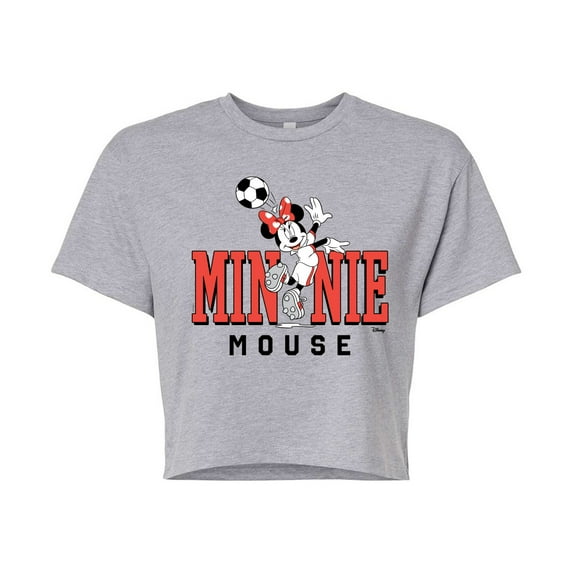 Disney - Minnie Name Soccer - Juniors Cropped Cotton Blend T-Shirt