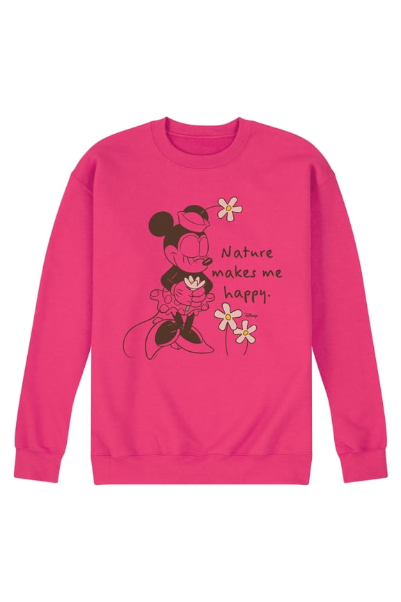 - Minnie Nature Makes Me Happy - Men's Crew Fleece Sweatshirt