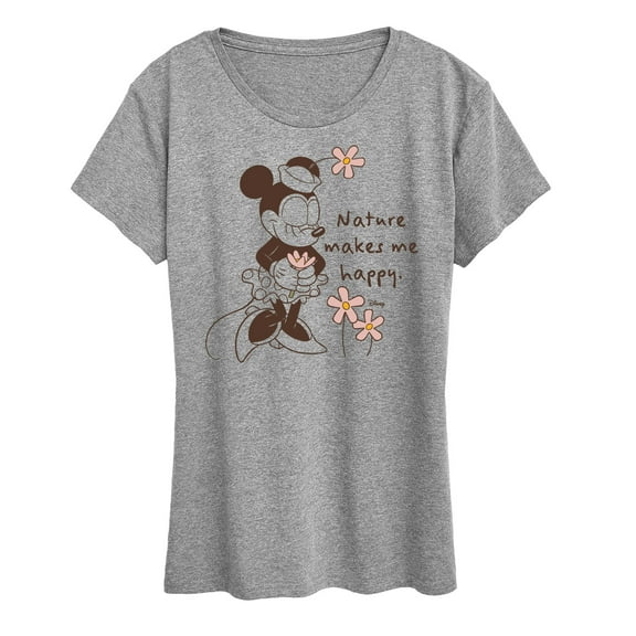 Disney - Minnie Nature Makes Me Happy - Women's Short Sleeve Graphic T-Shirt