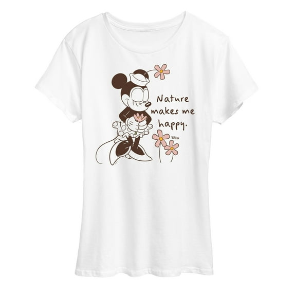 Disney - Minnie Nature Makes Me Happy - Women's Short Sleeve Graphic T-Shirt