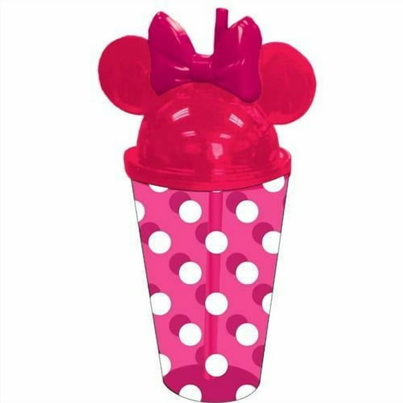Disney Minnie Pink Polka  Dot Fuchsia Ear Tumbler