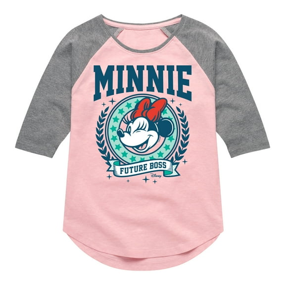 Disney - Minnie Preppy Future Boss - Toddler & Youth Girls Raglan Graphic T-Shirt