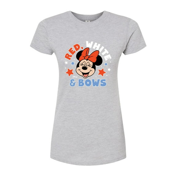 Disney - Minnie Red White And Bows - Juniors Fitted Graphic T-Shirt