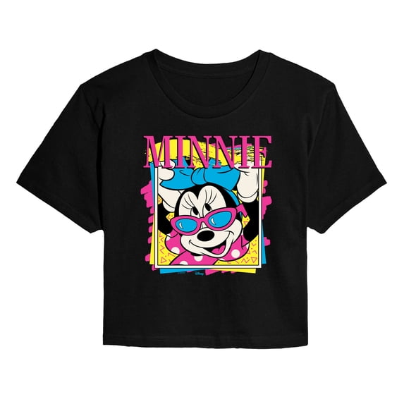 Disney - Minnie Retro - Juniors Cropped Short Sleeve Graphic T-Shirt
