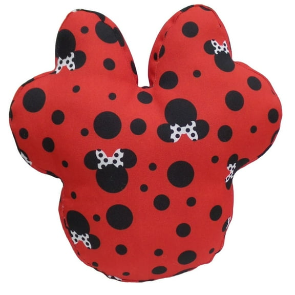 Disney Minnie Shaped Outdoor Pillow_Red with Black Polka Dots (13x13)