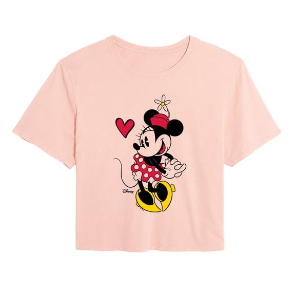 Disney - Minnie Simple Heart - Juniors Cropped Graphic T-Shirt
