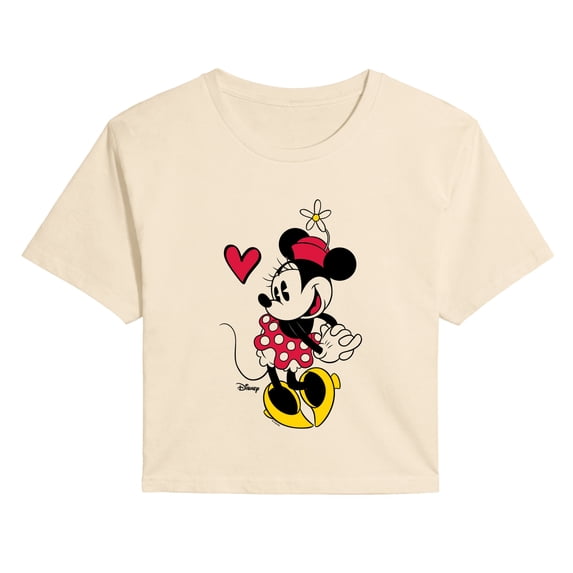 Disney - Minnie Simple Heart - Juniors Cropped Graphic T-Shirt
