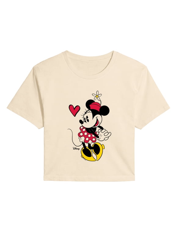- Minnie Simple Heart - Juniors Cropped Graphic T-Shirt
