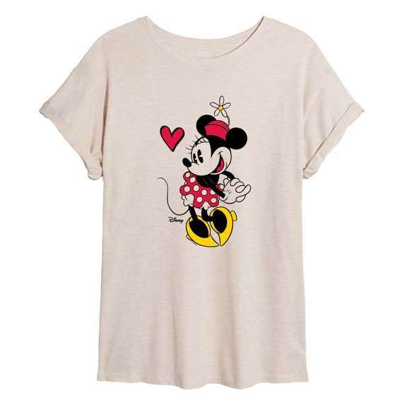 Disney - Minnie Simple Heart - Juniors Oversized Graphic T-Shirt