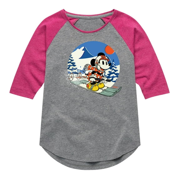 Disney - Minnie Ski - Toddler & Youth Girls Raglan Graphic T-Shirt