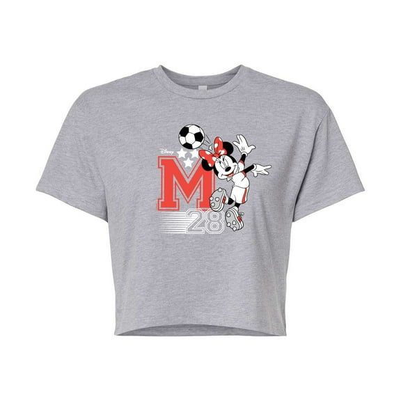 Disney - Minnie Soccer 28  - Juniors Cropped Cotton Blend T-Shirt
