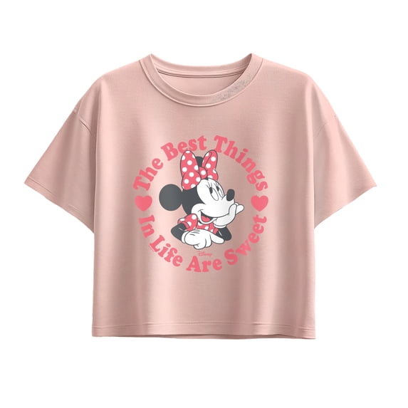 Disney - Minnie Sweet Life Girls' Short Sleeve Boxy Graphic T-Shirt