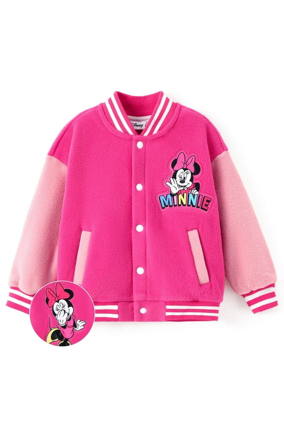 Minnie Toddler Girls Fleece Bomber Jackets Graphic Winter Plush Outerwear Coats Sizes 3-10