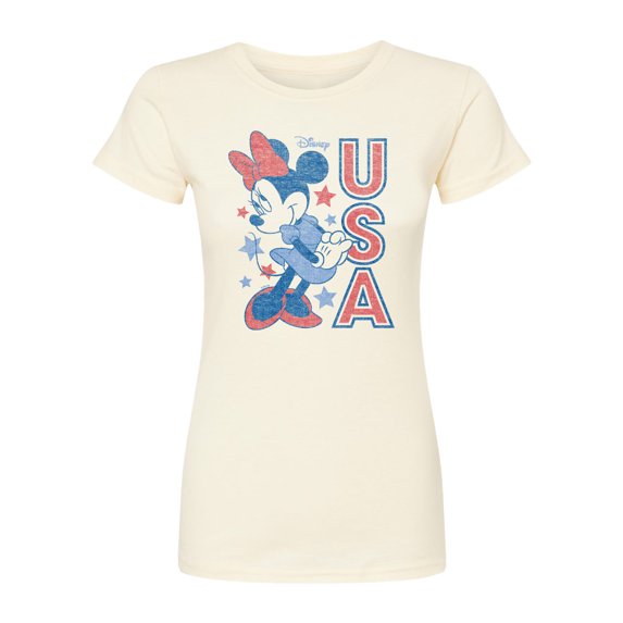 Disney - Minnie USA - Juniors Fitted Short Sleeve Graphic T-Shirt
