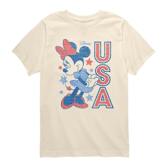 Disney - Minnie Usa  - Youth Boys Short Sleeve Graphic T-Shirt
